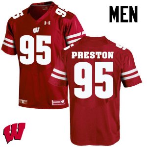Men's Wisconsin Badgers NCAA #95 Keldric Preston Red Authentic Under Armour Stitched College Football Jersey YD31H20WR